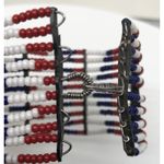 Beautiful Native American Metal and Beaded Cuff Bracelet Red Blue White Photo 9