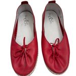 Bos. & Co. "Osaka" Soft Red Leather Slip On Ballet Flats with Bow Detail Size 7 Photo 3