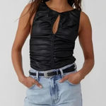 Free People Ride Along Ruched Crop Tank in Black Size Small Photo 0