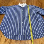 Spanx  Blue Relaxed Fit Poplin Stripe Button Front Top Size Large Photo 7