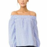 Rag and Bone  Blue and White Smocked 3/4 Sleeve Blouse Photo 0