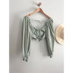 Princess Polly  | Green Crop Tie-Back Long Sleeve Top | Sz 6 Photo 3
