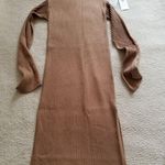 Good American Sleeveless Rib Knit Tie Waist Midi Dress Taupe Tan Size 2 M Photo 7