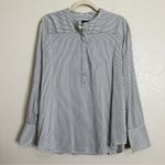 Ann Taylor  Gray White Pinstripe Long Sleeves Popover Top, Size XL Photo 0