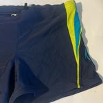 Speedo Nylon Adjustable Waist Shorts Navy Teal Spring Green Side Design Photo 1