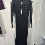 NSR Black Stripe Long Sleeve Round Neckline Midi Dress Size XS NWT Photo 7