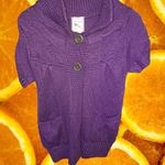 Pink Rose NWT‎  Purple 2 Button Cardigan Short Sleeve Sweater Size Large Photo 0