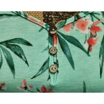 Floral Print Top Short Sleeve Casual Button Up Womens Shirt Large Green Photo 1
