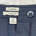L.L. Bean Classic Fit Navy Trousers Women's 14 100% Cotton Hidden Stretch Sides Blue Photo 6
