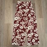 Abercrombie & Fitch  Burgundy & White Floral Wide Leg Linen Pants - Size Small Photo 1