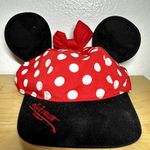 Disney Parks Baseball Hat Cap Minnie Mouse Ears Cotton Snap Back Polka Dot OS Photo 2