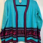 NWT Alpaca Wool Sweater Women’s Cozy & Soft Zip Up Turquoise Cardigan Size Small Blue Photo 1