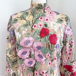 Novaluxe Floral Embroidered Mini Sheer Dress L Romantic Fairy Ethereal Coquette Red Size L Photo 0