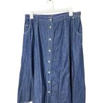 Vintage Carole Little Denim Maxi Skirt Button Front A Line Pockets Blue Size XXL Photo 1