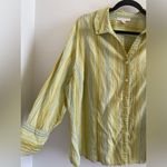 JM Collection  Multicolor Metallic Thread Striped Button Down Shirt Size 20W Photo 1