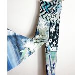 Fuzzi Floral One Shoulder Mesh Jumpsuit Size Small Blue Stretch Cropped Wide Leg Photo 9