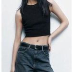 ZARA  Casual Ribbed Sleeveless Knit Crop Top Crew Neck 90s y2k S Black #3137 Photo 0