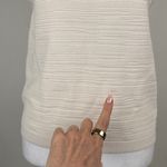 Jason Wu  Cream Textured Crew Neck Tank Top Shell Ribbed Trim Stretchy Size M Photo 4