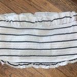 Womens Size Medium Ruched Ruffled Navy and White Swim Tube Top Beach Island Sea Photo 0