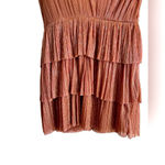 Sabina Musayev Deep V, Tiered Skirt, Belted Mini Dress in Blush, Size Medium Pink Photo 3