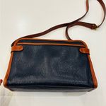 Liz Claiborne Vintage Navy and Brown Leather Bag size Height 7.3” & W 10” Photo 5