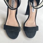Steve Madden ‎ Cecilia Black Suede Block Heel PVC Ankle Strap Heels Sandals Sz 6M Photo 2