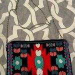 Steven Alan STEVEN Beaded Aztec Front Blue Pink Clutch Zip Purse Photo 0