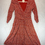 Maeve  Anthropologie Dress V Neck 3/4 Sleeve Diamond Print‎ Casual Medium Photo 0