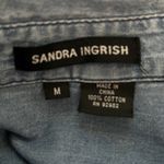 Sandra Ingrish Shirt Womens Medium Blue Denim‎ Fitted Button Up Western Casual Photo 6