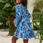 Kenny Flowers Mauna Kea Hawaiian Blue and White Mini Dress Medium NEW Photo 2