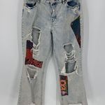 Almost Famous Jeans Size 15 Acid Wash Patch Distressed Deconstructed flare Photo 5