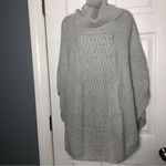CAbi  Cowl Neck Poncho Sweater Cape Cableknit Glacier Gray Size Small S Oversized Photo 9