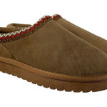 Cushionare Brown Suede Red Stitch Low Top Fur Fleece Lined Slip On Shoes Tazman Photo 0