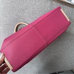 Tommy Hilfiger  Leather Purse Magenta Cranberry Tan Double Handle Bag Photo 6
