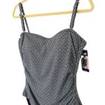 DKNY NWT Womens One Piece Swimsuit Black White Strapless Option Built In Bra XXL Photo 5