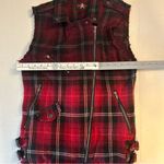 Royal Bones Women  Flannel Red/Black Plaid Moto Biker Daang Goodman Vest size XL Photo 3