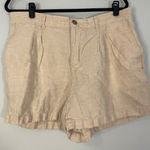 Lands' End Womens Beige Linen High Rise Pleated Shorts Size 16 Photo 0