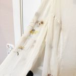 J Jill Womens Sheer Embroidered Floral Top Size Large Boho Fairy Flare Crinkle Photo 3