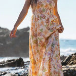 Billabong  Warmer Days Maxi Dress XS‎ Floral Smocked Bodice One Shoulder Sundress Photo 0