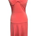 Rhapsody  Y2K Strapless Dress Womens M Orange Bandeau Stretch Shark Bite Coquette Photo 0