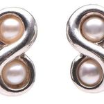 Tiffany & Co. 925 Sterling Silver Infinity Swirl Pearl Stud Earrings Photo 0