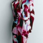 ZARA  Satin Affect Multi Color Belted Blazer Size S NEW Photo 4