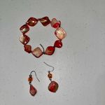 None 💜 Matching Coral Beaded Bracelet Earring Set Photo 0