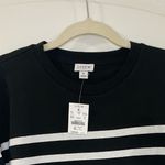 J. Crew Women’s 100% Cotton Striped tee Size S long sleeve curved hem casual Black Photo 2