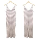 Banana Republic  Dress White & Red Stripe Rib Knit Double V Tank Size Medium Tall Photo 1