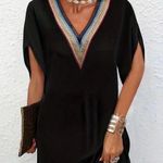 Guipure Lace Trim Dress, Casual V Neck Short Sleeve Dress, Women's Clothing Size M Photo 0