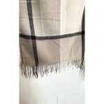 Three Dots ‎ Poncho Wrap One Size Neutral Miranda Plaid Cashmere Blend Fringe Photo 7