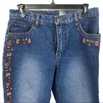 Bill Blass Vintage Flower Embroidered High Rise Blue Jeans Size 8 Petite Photo 4