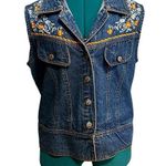 VTG GORDON & JAMES Vest Women M Denim Western Cowgirl Rodeo Embroidered Flowers Blue Size M Photo 0