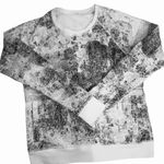 Lucy Activewear  White Gray Splatter Blizzard Print long sleeve pocket sweatshirt Photo 5
